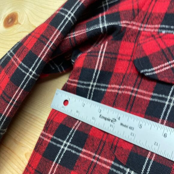 Vintage Coleman Shirt Medium Red Black Wool Blend Button Up Jac Jacket Plaid - Picture 10 of 14